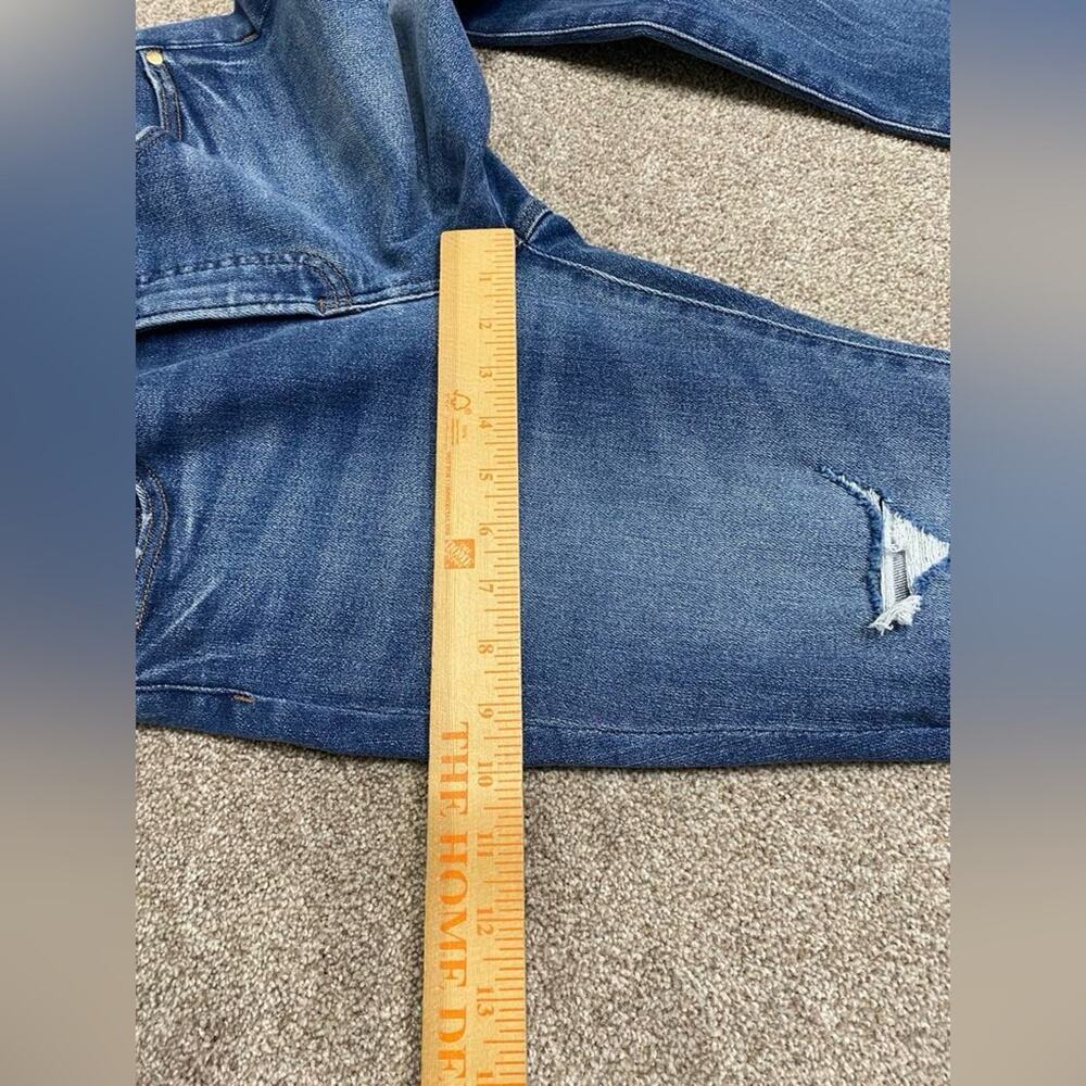 Distressed boho Indie Sleaze Express Skyscraper Mid Rise Bootcut Jeans womens 6R - Picture 10 of 11